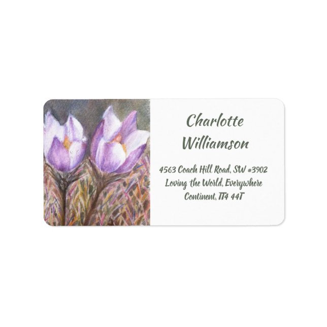 Étiquette Fleurs de crocus de printemps en aquarelle Adresse (Devant)