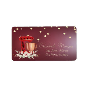 Étiquette Fleurs de mélangeur rouges Confetti en feuille