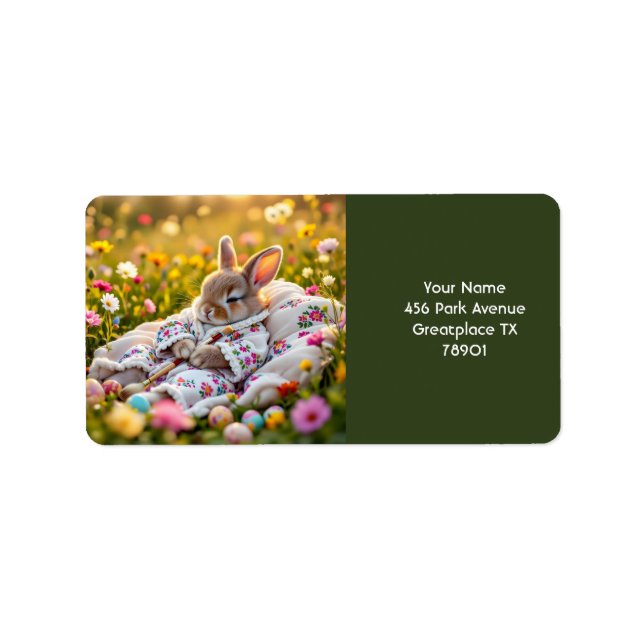 Étiquette Fleurs de peintre de lapin mignonne Imaginaire (Devant)
