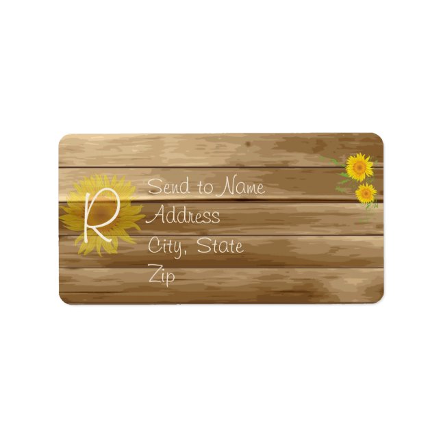 Étiquette Fleurs de soleil en bois de grange et Monogramme e (Devant)