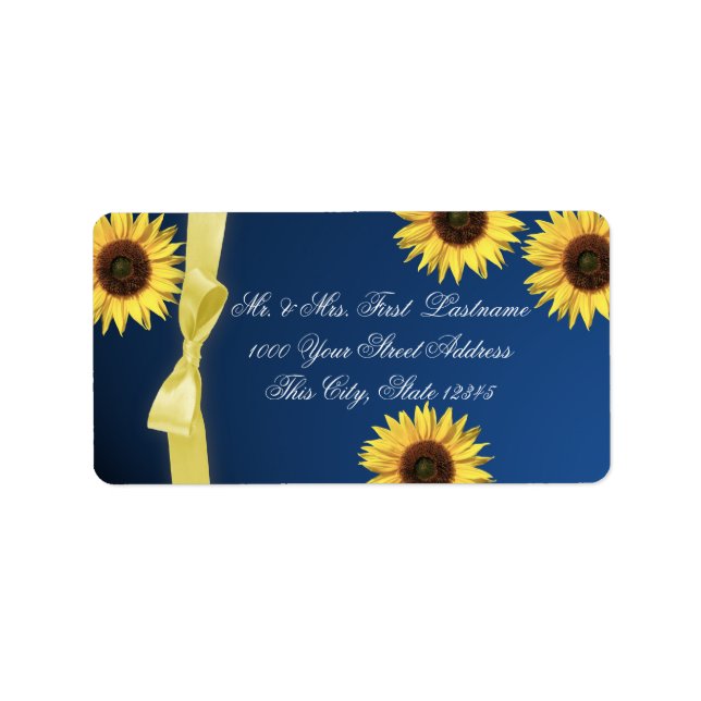 Étiquette Fleurs de soleil et ruban (Devant)