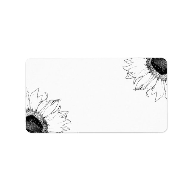 Étiquette Fleurs de soleil noires et blanches (Devant)