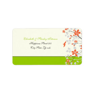 Étiquette Fleurs Magnolia orange citron vert mariage étiquet