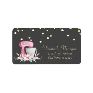 Étiquette Fleurs mélange confettis feuille d'or