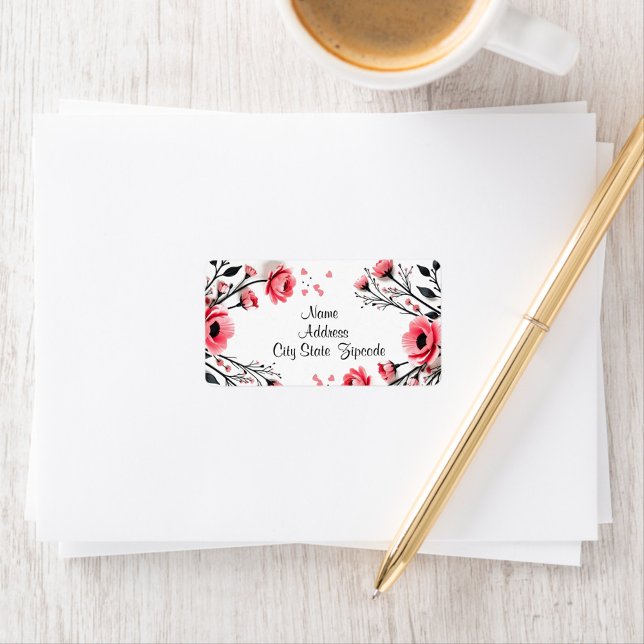 Étiquette Fleurs roses vives (Beautiful Vibrant Pink Flowers 
Address Label!)