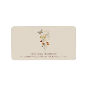 Étiquette Fleurs sauvages Brown rustiques et Mariage de papi