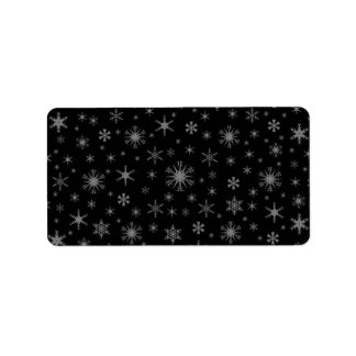 Étiquette Flocon de neige - Gris sur noir