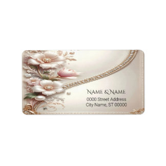Étiquette Floral and Pearl Embellishments Address Label