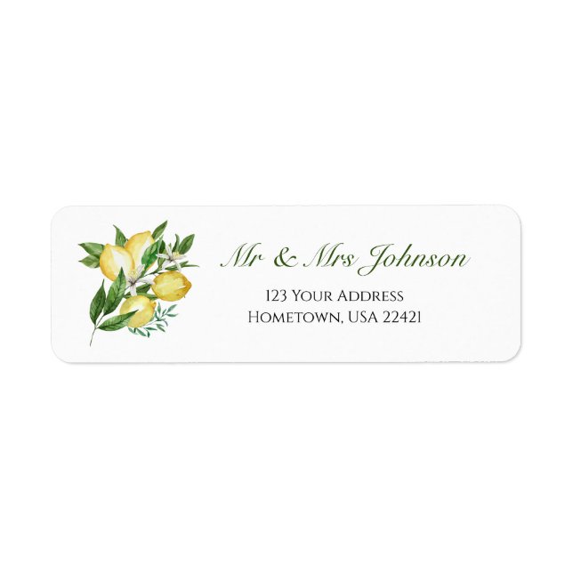 Étiquette floral citron et Feuille (Devant)