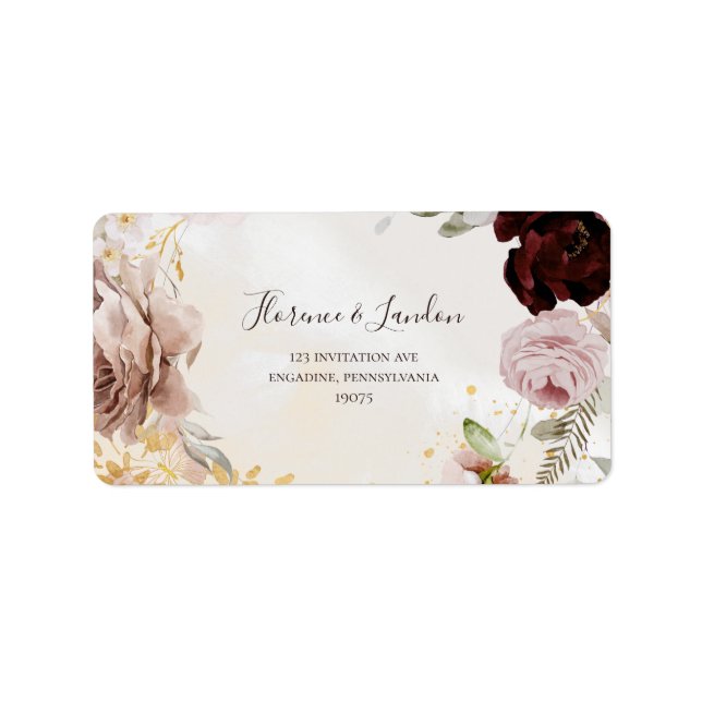 Étiquette Floral flush moderne | Adresse de retour RSVP Marb (Devant)