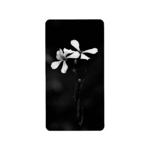 Étiquette floral noir et blanc minimaliste