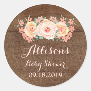Étiquette florale de baby shower d'aquarelle en