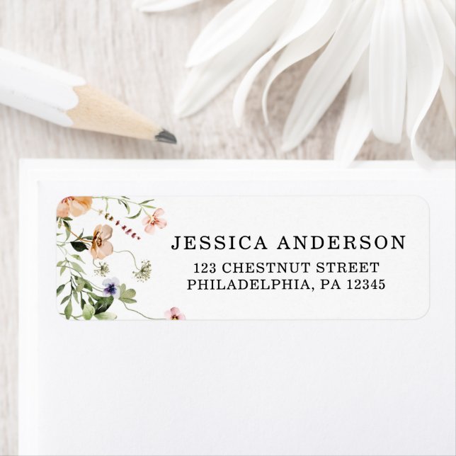 Étiquette Florale Rose Rustique de Mariage Fleur S (En situation)