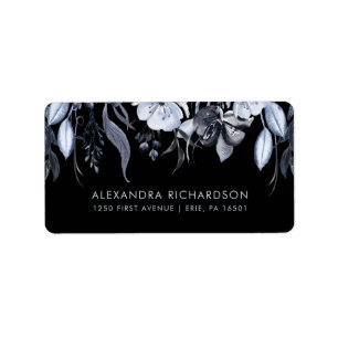 Étiquette Flore foncé   Mariage d'aquarelle noir
