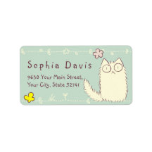 Fluffy Cat et Yellow Butterfly Texte personnalisé