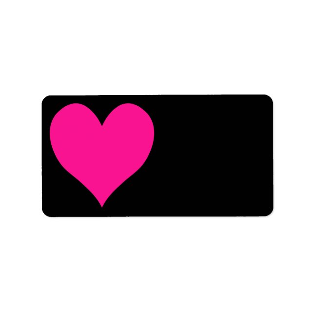 Étiquette Forme de coeur mou noir et rose profond (Devant)