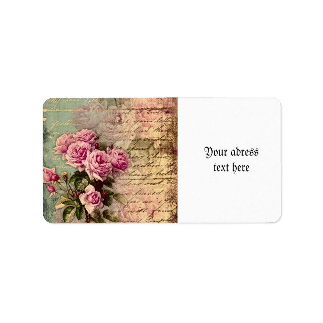 Étiquette francais chic, shabby chic, roses roses roses, flo (Devant)
