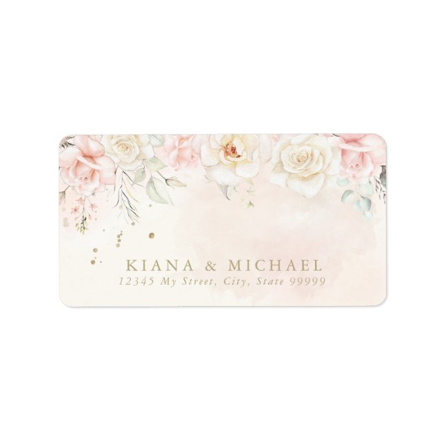 Étiquette Français Romance Mariage Floral Blush ID870 (Devant)