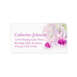 Étiquette Fuchsia flower pink reply address label