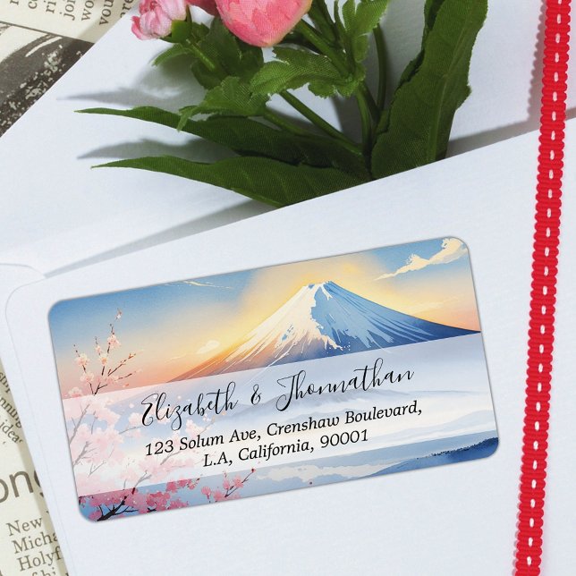 Étiquette Fuji et fleurs de cerisiers (Créateur téléchargé)