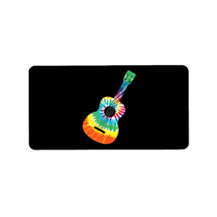 Étiquette Fun Hippie Rainbow Tie Dye Acoustic Guitar Premium
