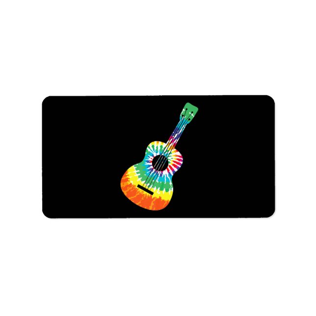 Étiquette Fun Hippie Rainbow Tie Dye Acoustique Guitare Prem (Devant)
