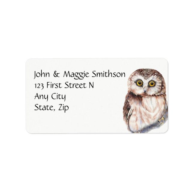 Étiquette Funny Owl Watercolor Bird Adresse personnalisée (Devant)