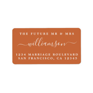 Étiquette Futur M. Mme Burnt Orange Mariage Adresse de retou