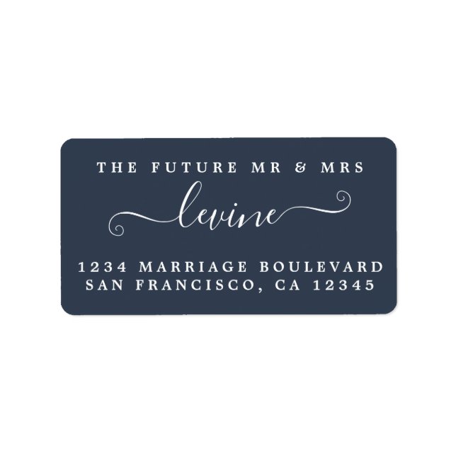 Étiquette Futur M. Mme Dark Blue Mariage Adresse de retour (Devant)