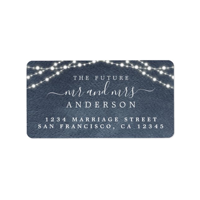 Étiquette Futur M. Mme Fairy Lights Blue Mariage Adresse (Devant)