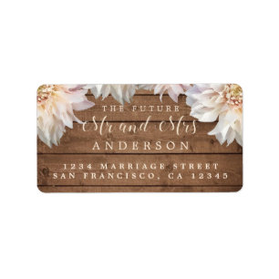 Étiquette Futur M. Mme Pink Floral Wood Mariage Adresse Lab