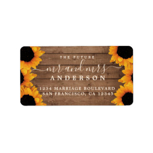 Étiquette Futur M. Mme Sunflower Mariage Adresse de retour