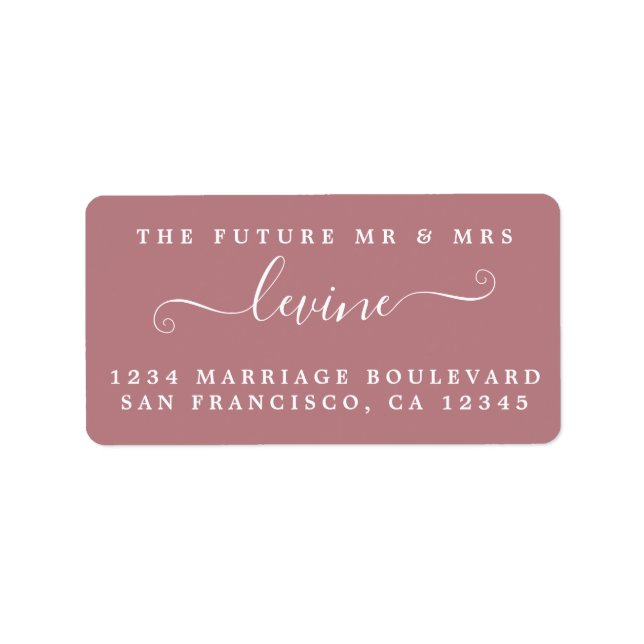 Étiquette Future M. Mme Dusty Rose Mariage Adresse de retour (Devant)