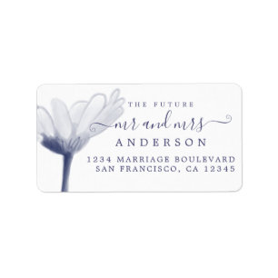 Étiquette Future Mr Mrs Dark Blue Floral Return Address