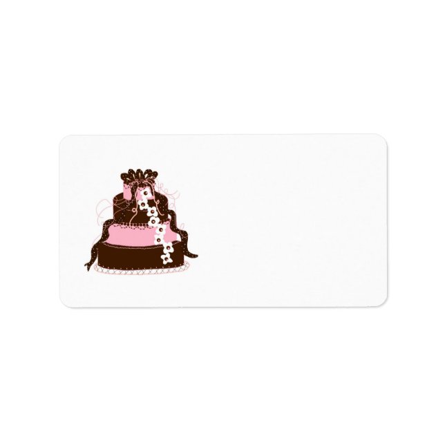 Étiquette Gâteau rose et chocolat élégant (Devant)
