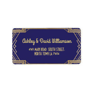 Étiquette Gatsby Adresse de retour Label Art Déco Mariage Ma