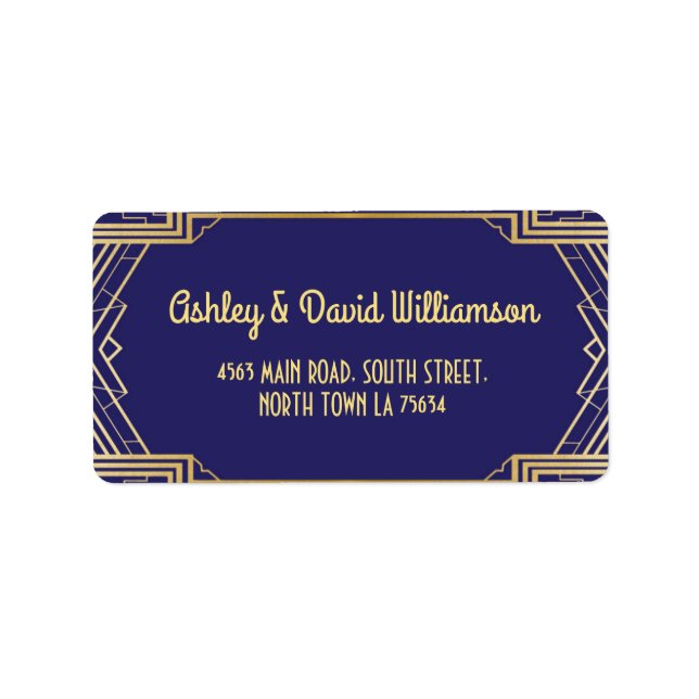 Étiquette Gatsby Adresse de retour Label Art Déco Mariage Ma (Devant)