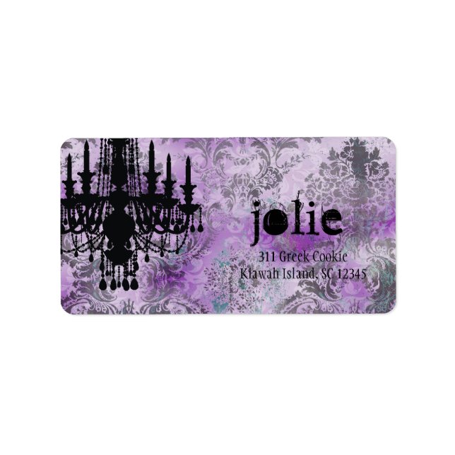 Étiquette GC | Jolie lustre violet gris Damas (Devant)