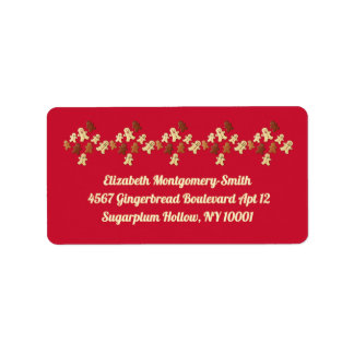 Étiquette Gingerbread Cookie Red Holiday Adresse de retour