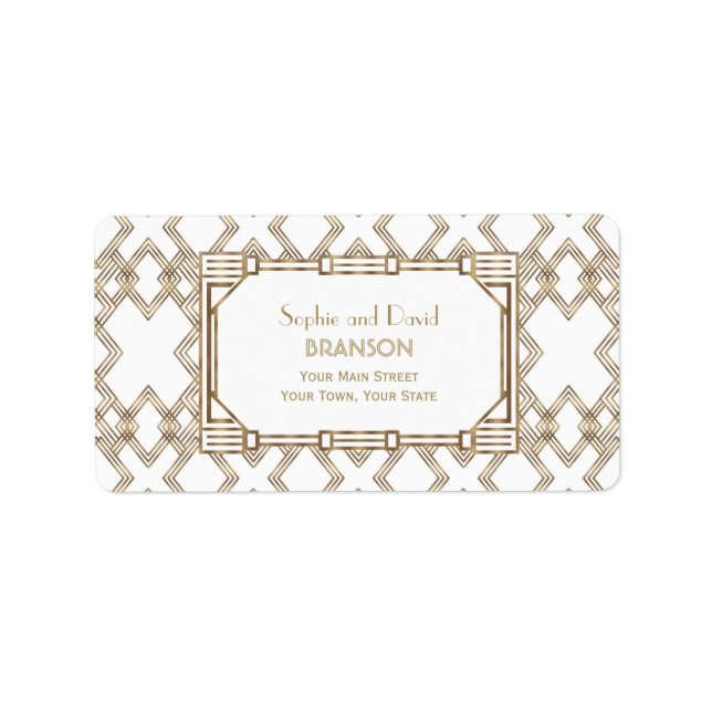 Étiquette Glam White Gold Great Gatsby Mariage (Devant)