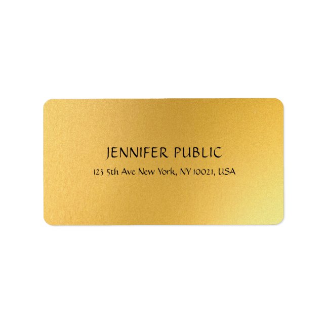Étiquette Glamor Gold Elegant Golden Modern Design Adresse (Devant)