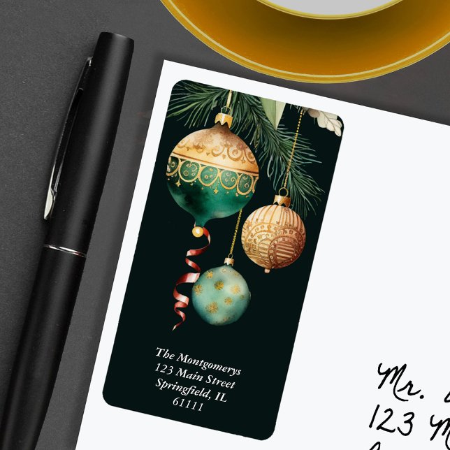 Étiquette Gold Baubles Christmas Tree Return Address (Gold Baubles Christmas Tree Return Address Labels)