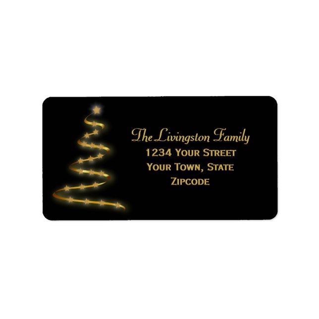 Étiquette Gold Christmas Tree Black Holiday Retour (Devant)