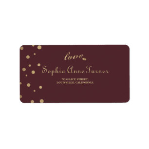 Étiquette Gold Confetti Love Bourgogne Mariage