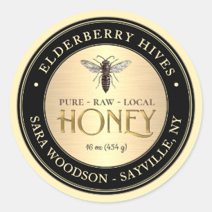 Étiquette Gold et Black Honey avec reine Vintage