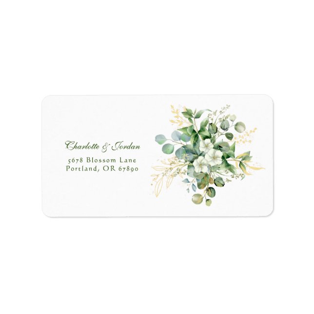Étiquette Gold Eucalyptus Wreath Green Sea Glass Mariage (Devant)