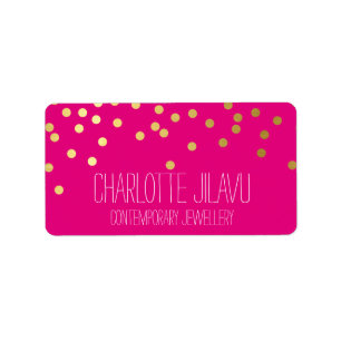 Étiquette GOLD FAUX FOIL SPOTS type moderne mignon rose