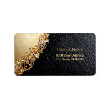 Gold Floral Embellishments Return Address Label
