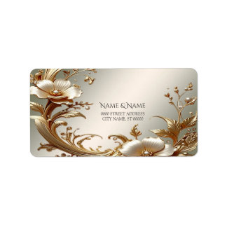 Étiquette Gold Floral Return Address Label