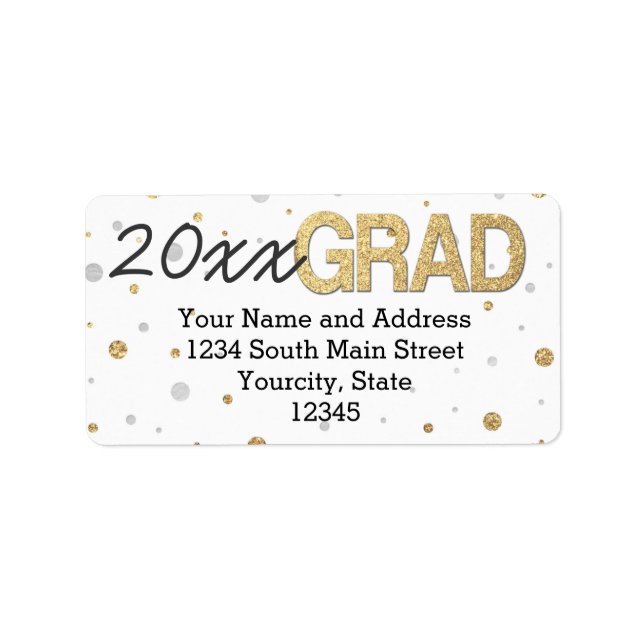 Étiquette Gold Foil Parties scintillant Confetti Graduation  (Devant)